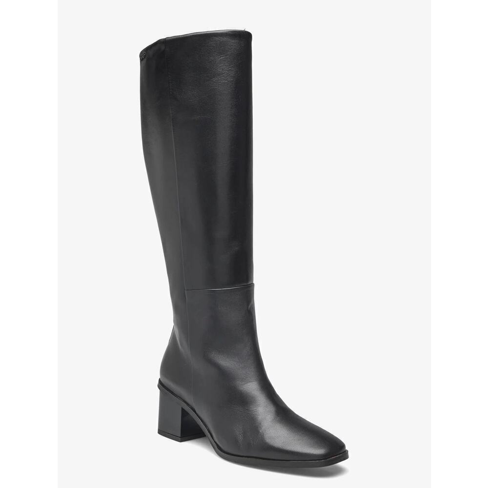 Anne Klein Heel Knee Boot Heeled Dress Boots Leather Black Size 9 NWOT